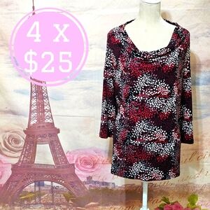 George Red and Gray Patterned Top Sz XL